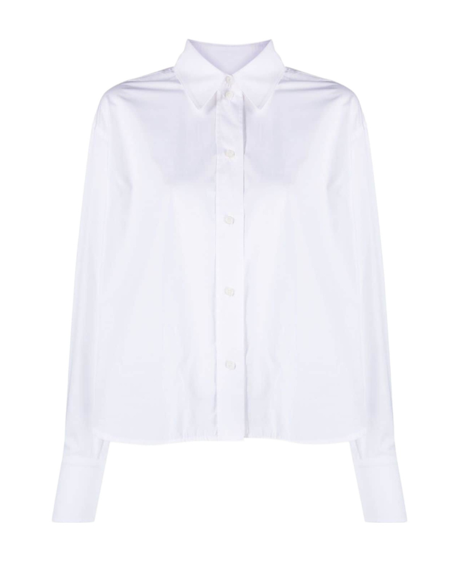 Victoria Beckham Cotton Shirt With Front Pocket And Long Sleeves In White