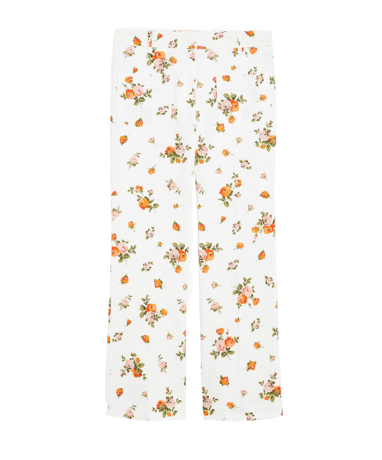 Weekend Max Mara Flared Patterned Cotton Trousers In White