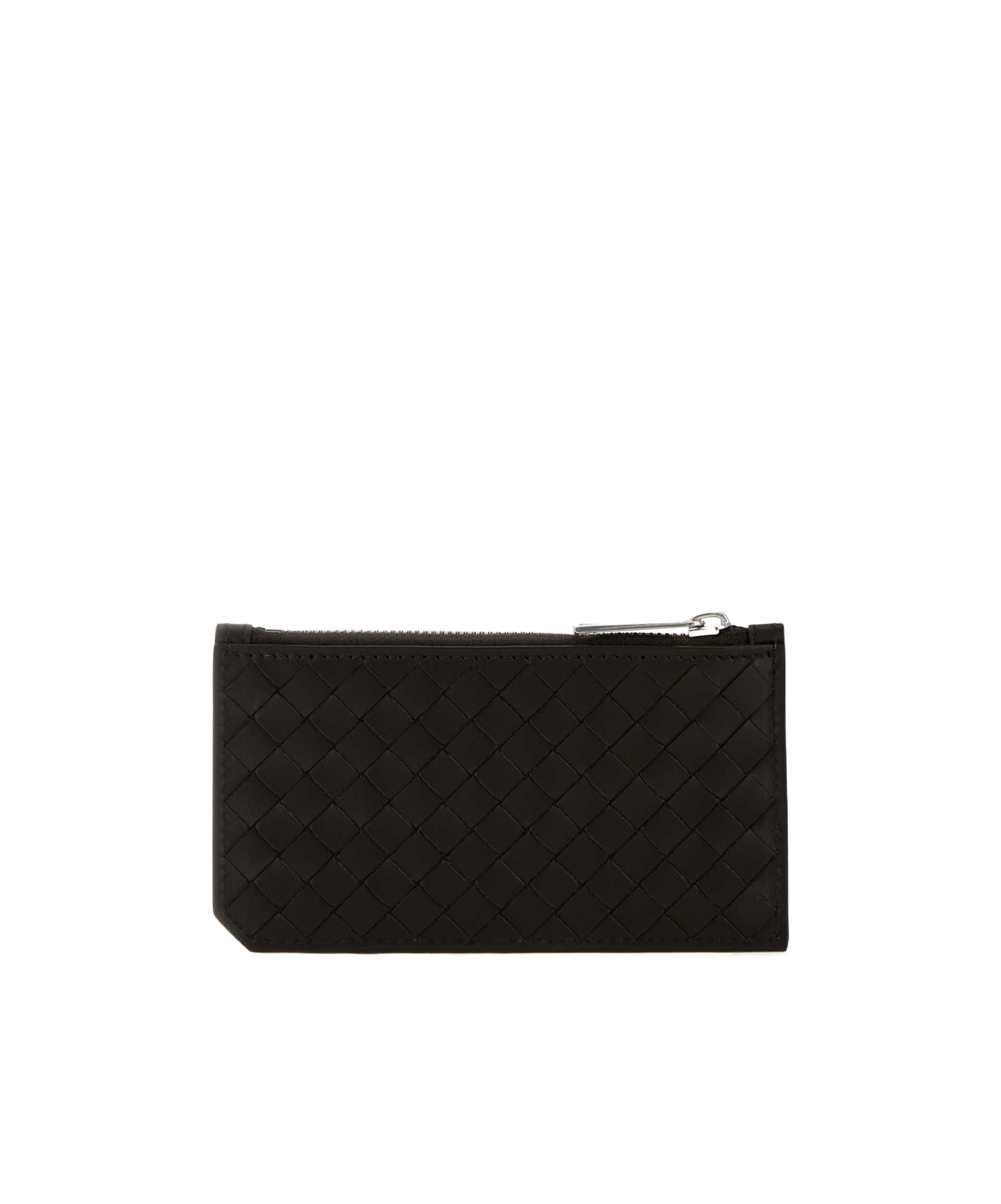 Bottega Veneta Intrecciato Piccolo Leather Zip-around Wallet In Black