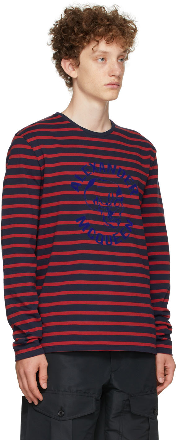 Alexander Mcqueen Striped Long Sleeve T-shirt In Black