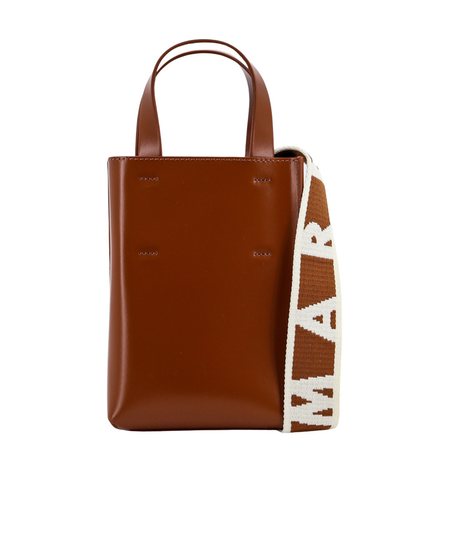 Marni Museo Nano Bag In Brown Leather In Brown