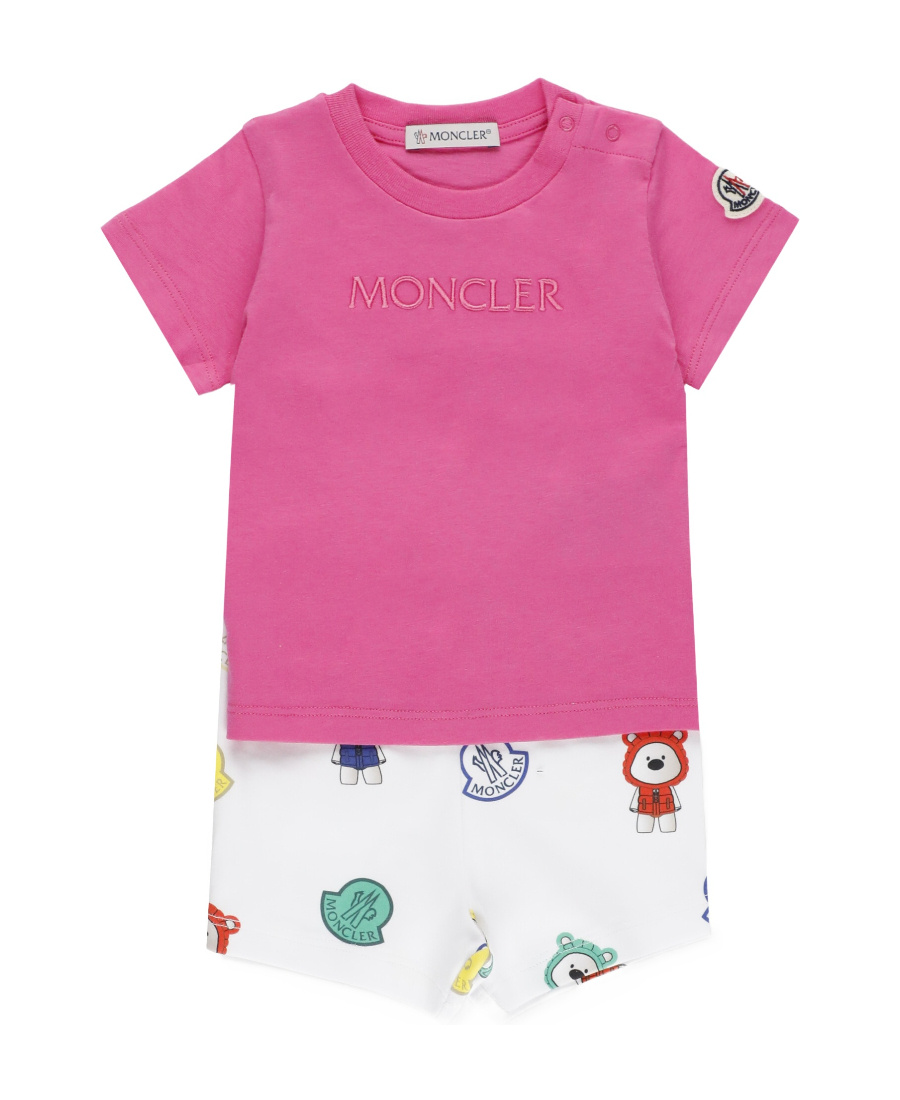 Moncler Jersey Cotton Set In Pink