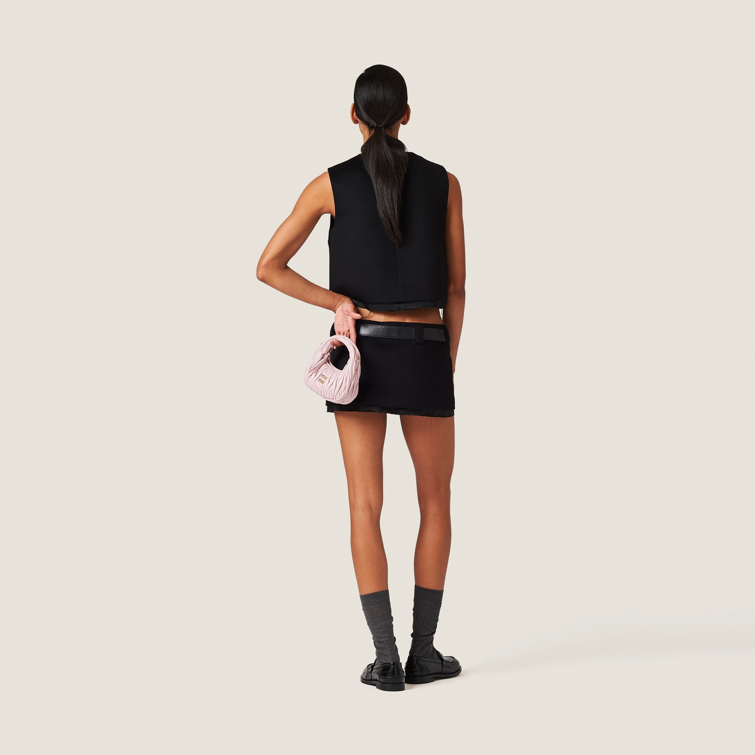 Shop Miu Miu Velour Miniskirt In Black