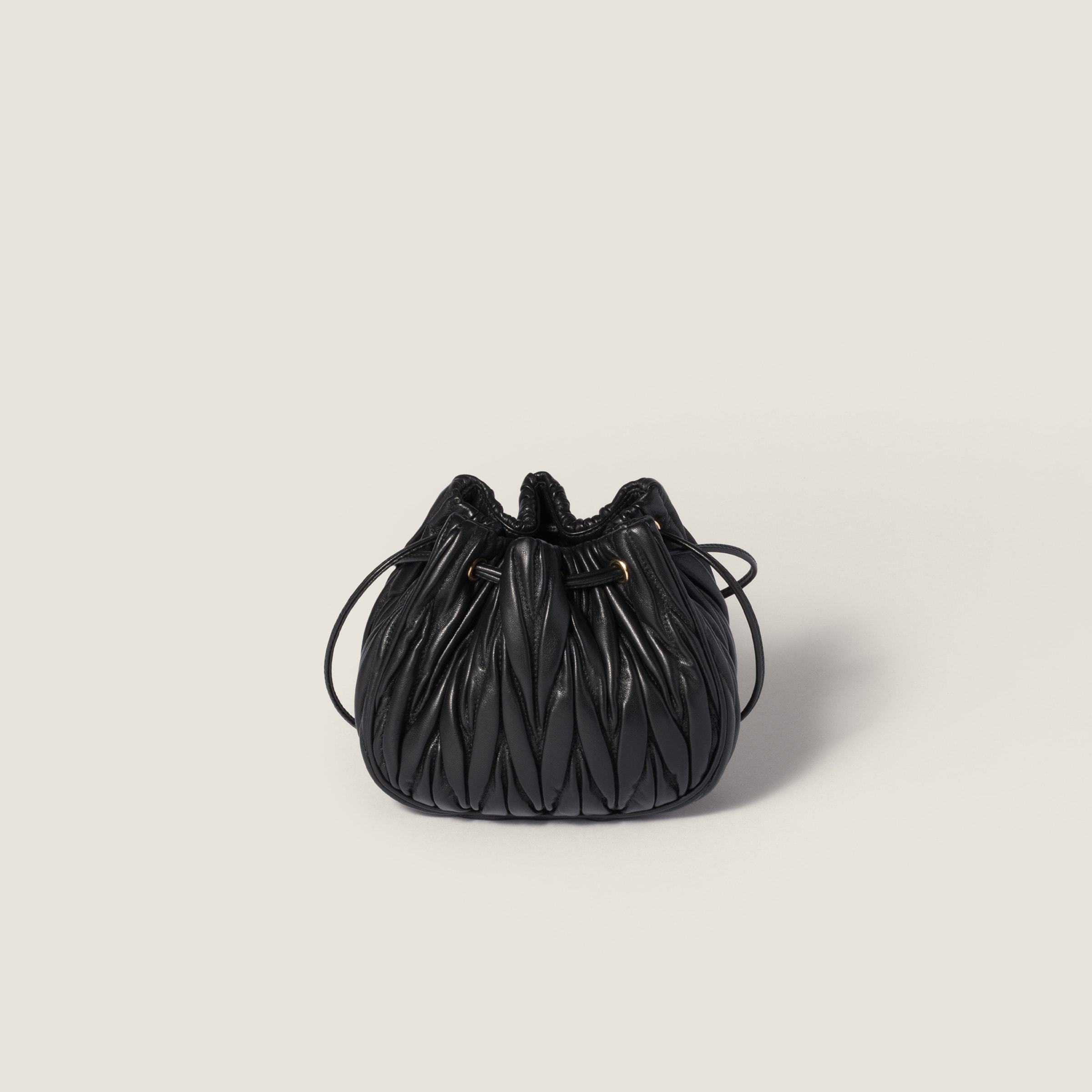 Miu Miu Matelassé Nappa Leather Pouch In Black