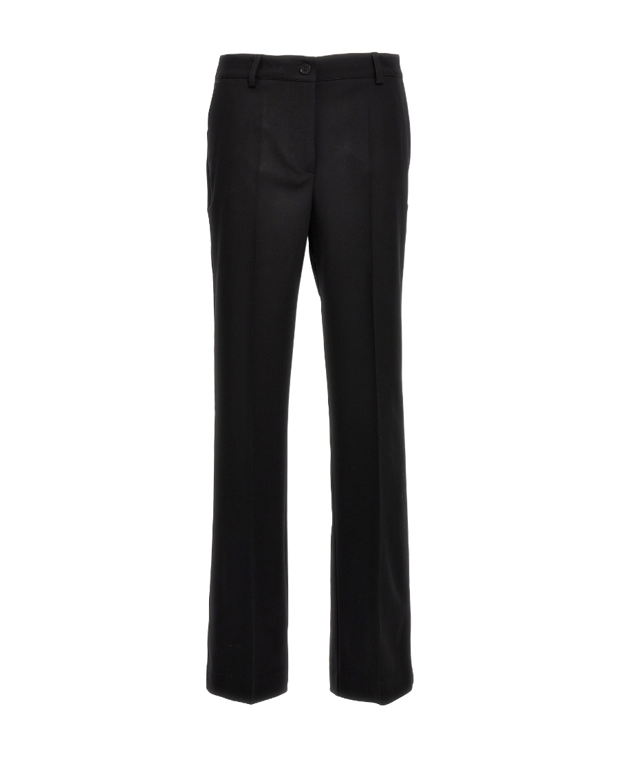 P.a.r.o.s.h Black Pants With High Waist And Front Pences In Wool Stretch Woman In Black