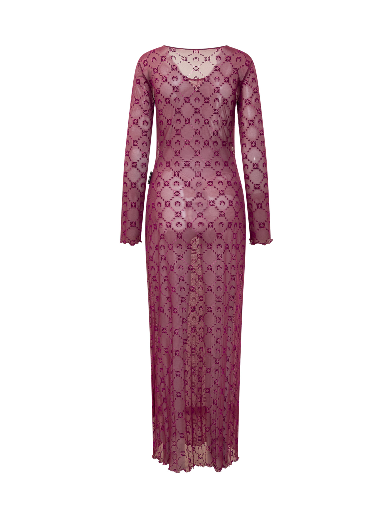 Marine Serre Purple Moonogram Mesh Flock Maxi Dress In Red