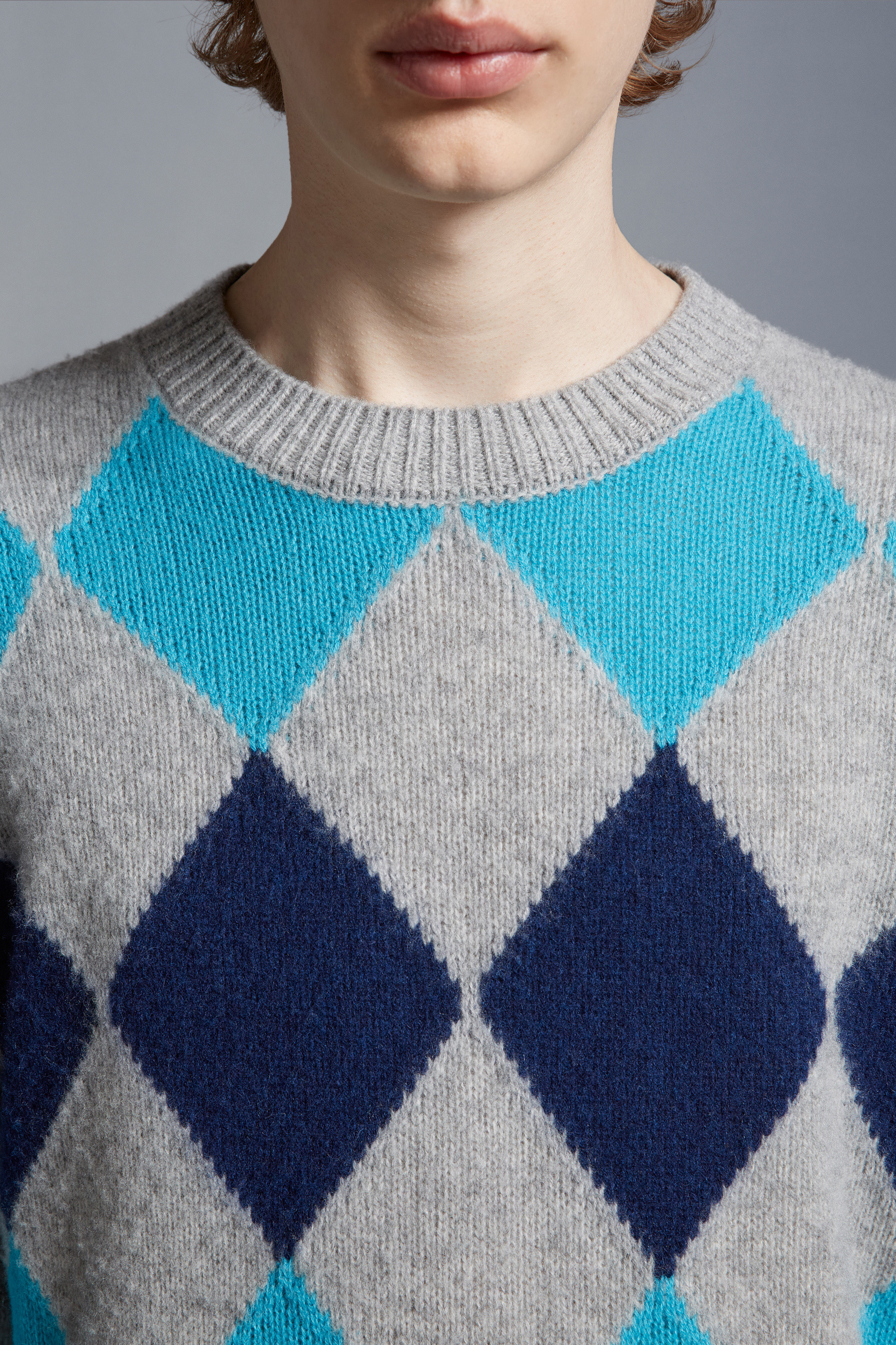 Shop Moncler Argyle Wool Cashmere Jumper In Multicolor
