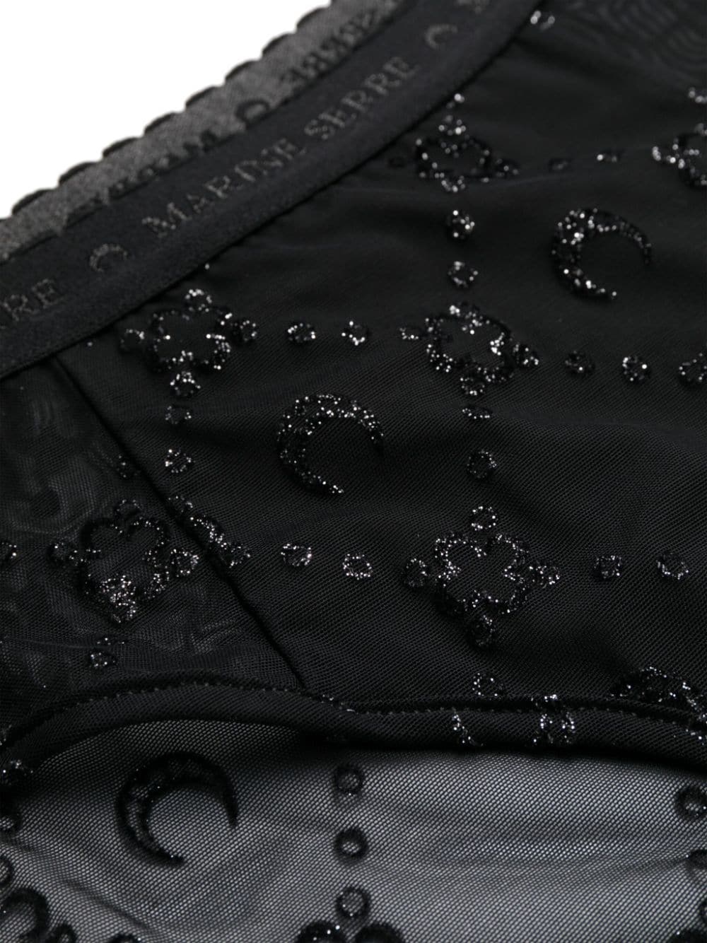 Marine Serre Logo Waistband Mesh Brief In Black