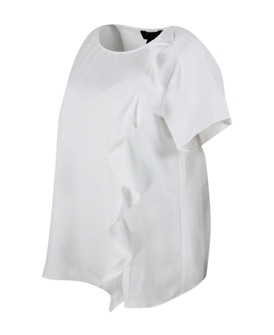 Armani Exchange Round-necked T-shirt In White