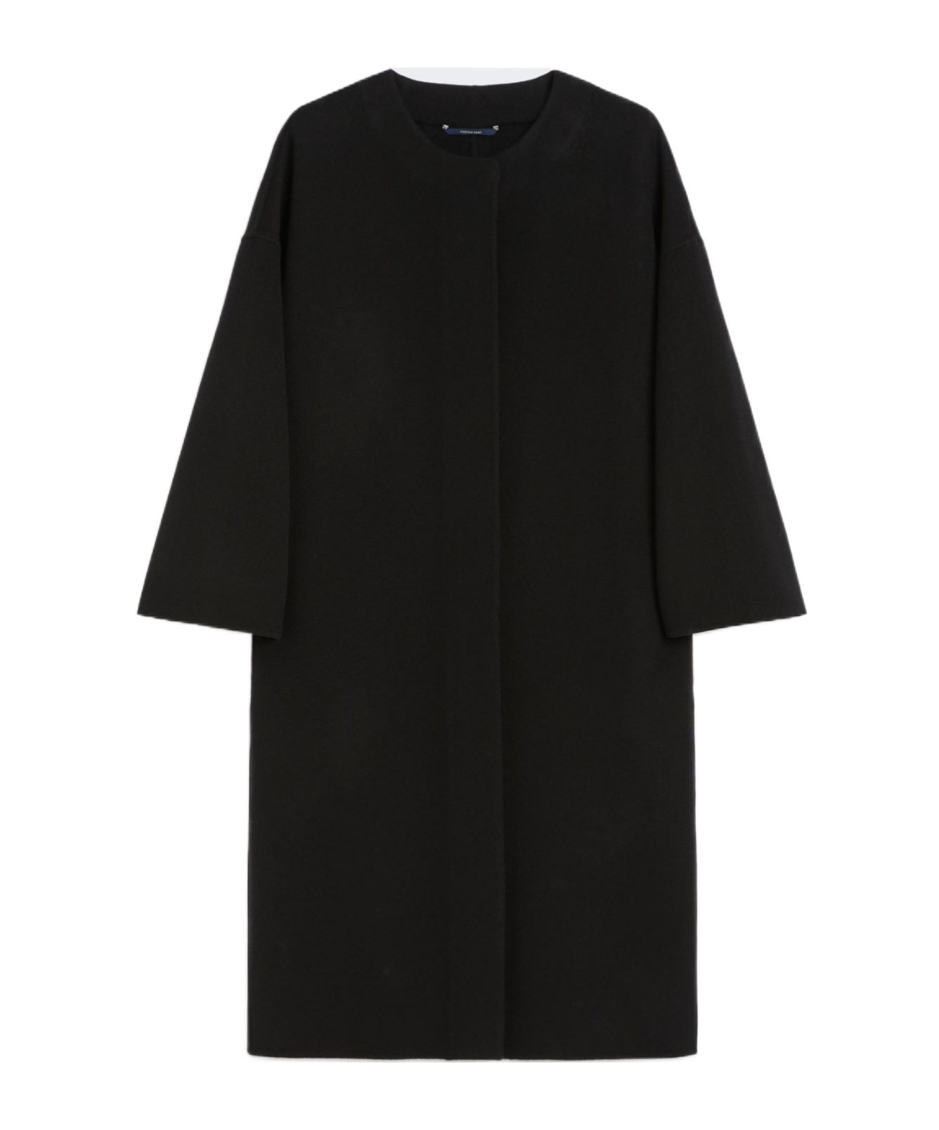 Max Mara Helene Pure Wool Double-faced Collarless Coat In Black