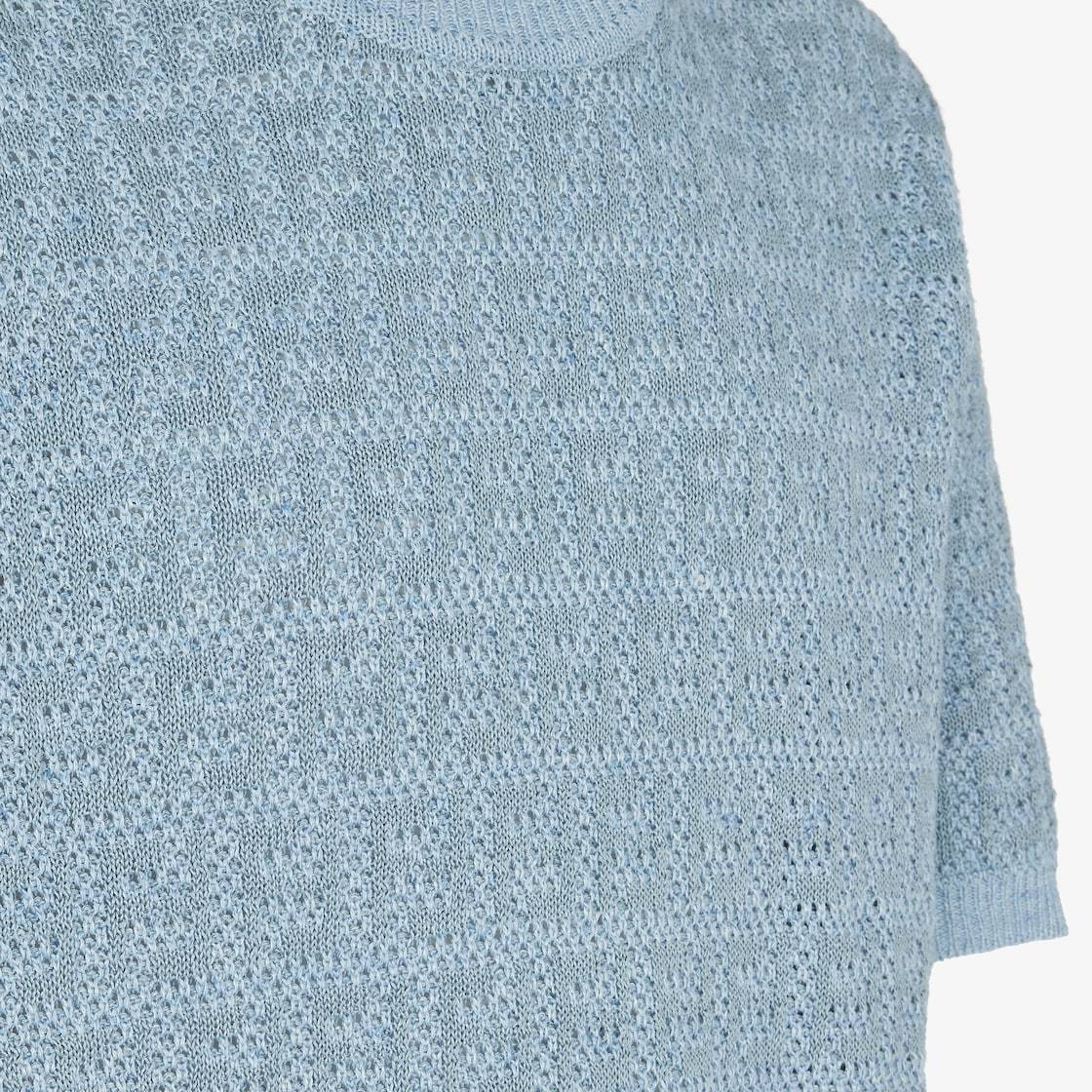 Fendi Ff-motif Short-sleeves Knit Jumper In Blue
