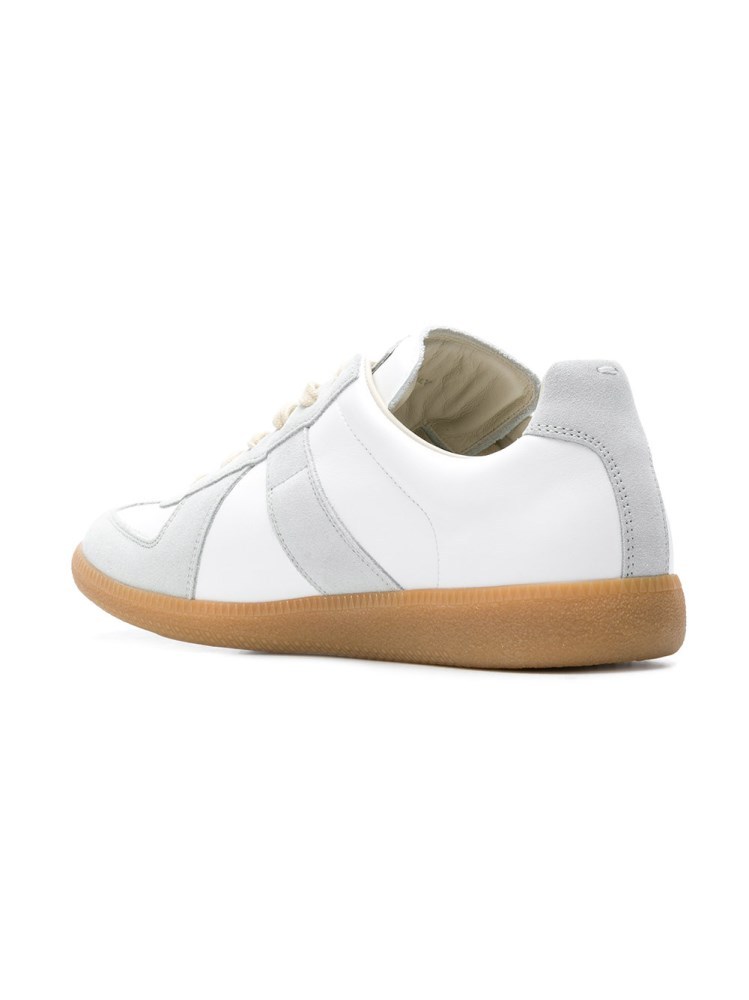 Maison Margiela Off White Leather And Grey Suede Replica Sneakers In White