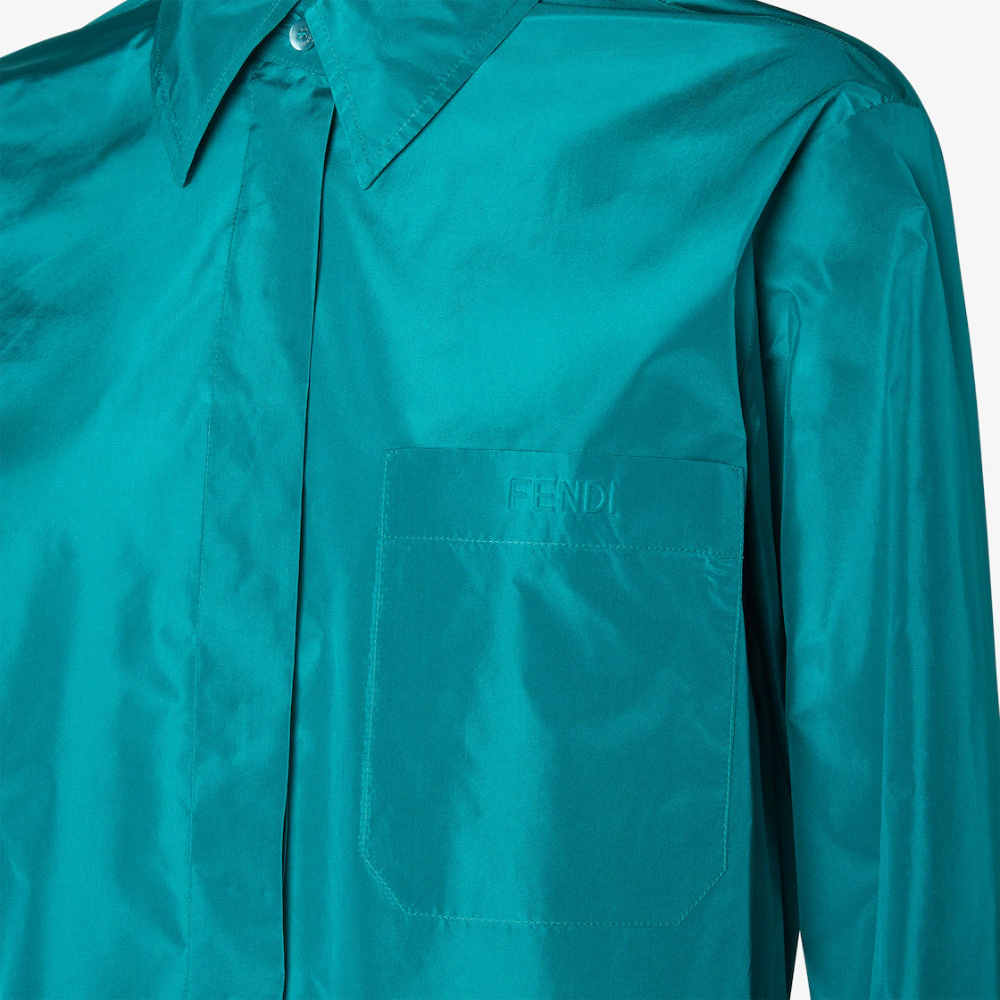 Fendi Light Blue Silk Taffeta Shirt In Blue