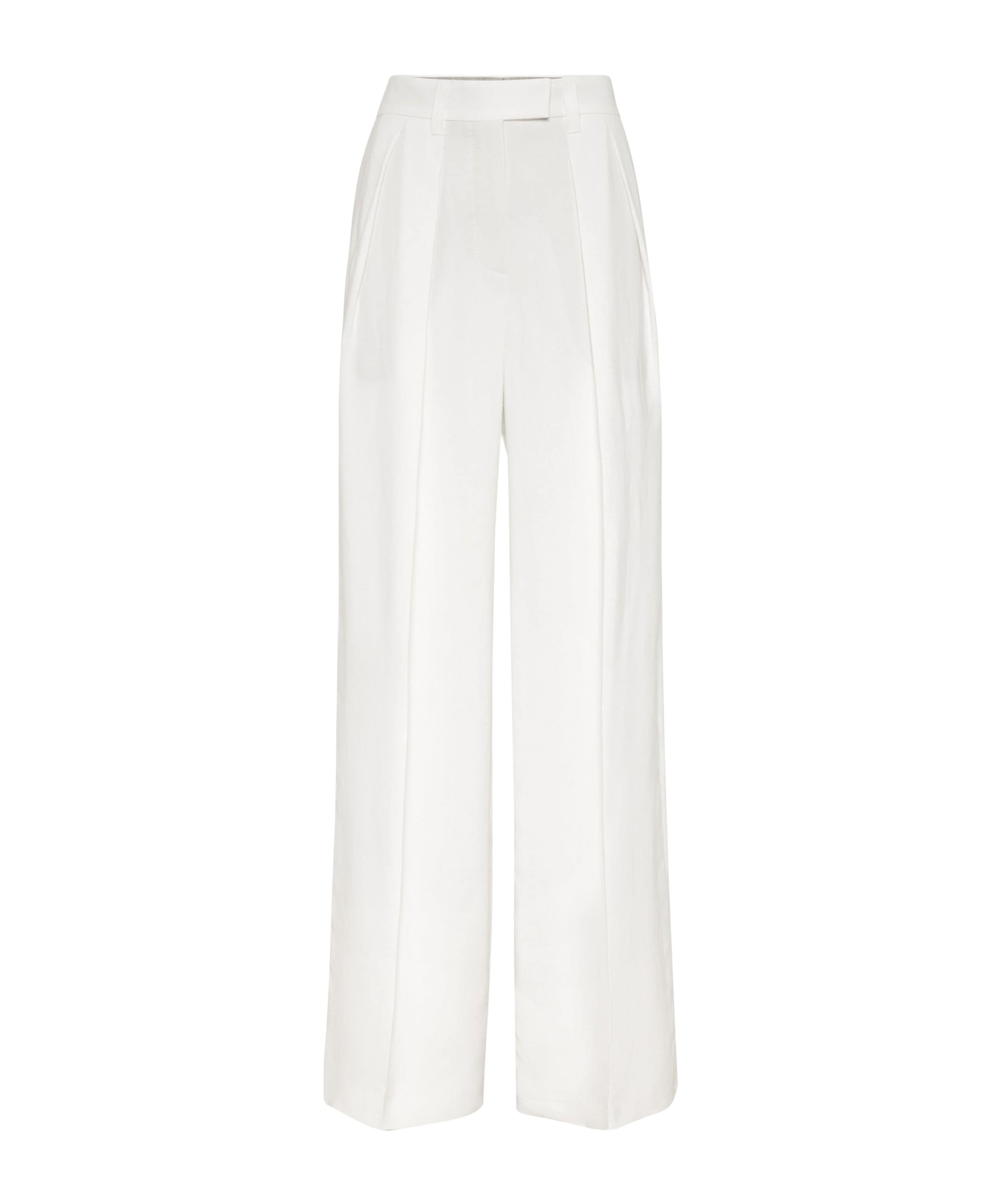 Brunello Cucinelli Pleated Canvas Wide-leg Pants In White