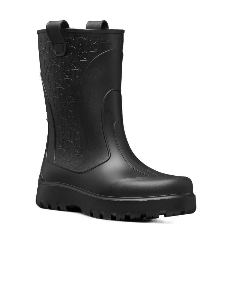 Dior Embossed Rain Boots In Black