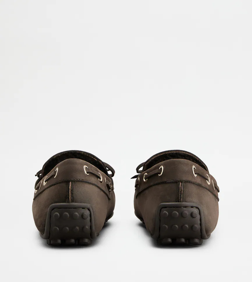 Tod's City Gommino Nubuck Driving Shoes In Brown