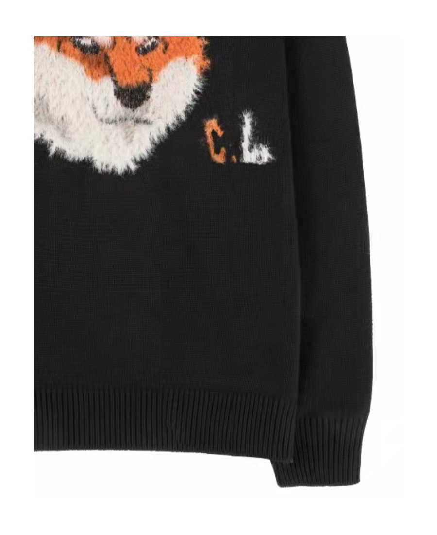 Charlie Luciano Black Fox Pattern Pullover In Black