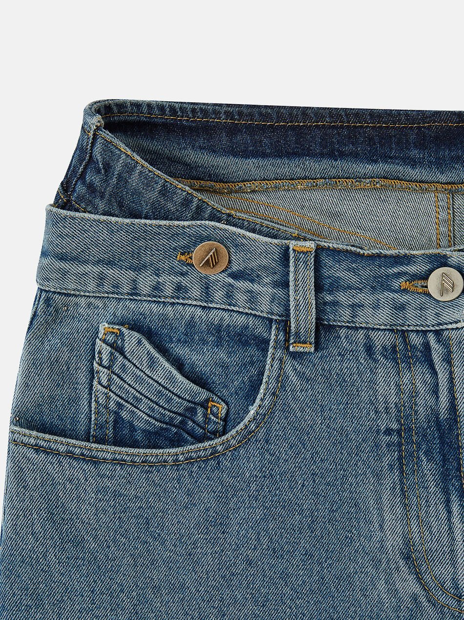Attico The  Logo Patch Straight-leg Jeans In Blue