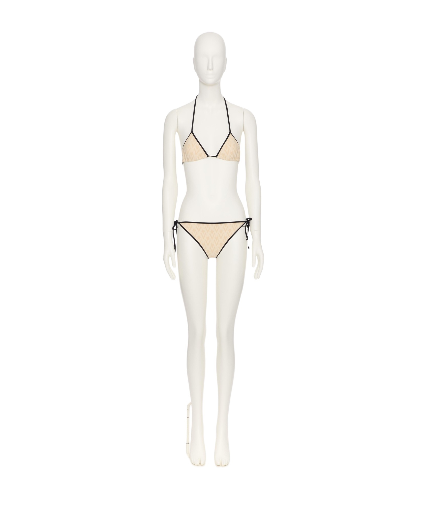Valentino Geometric V Bikini In Birch/avorio