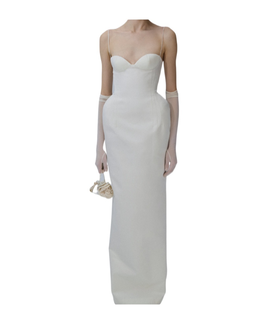 Magda Butrym Sweetheart Silk Hourglass Maxi Dress In Cream In White
