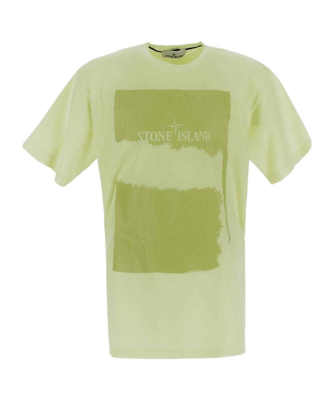 Stone Island Scratched Paint Two Cotton T-shirt In Green