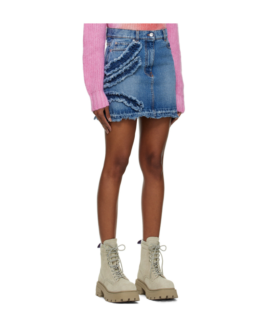 MSGM GATHERED-DETAIL DENIM SKIRT