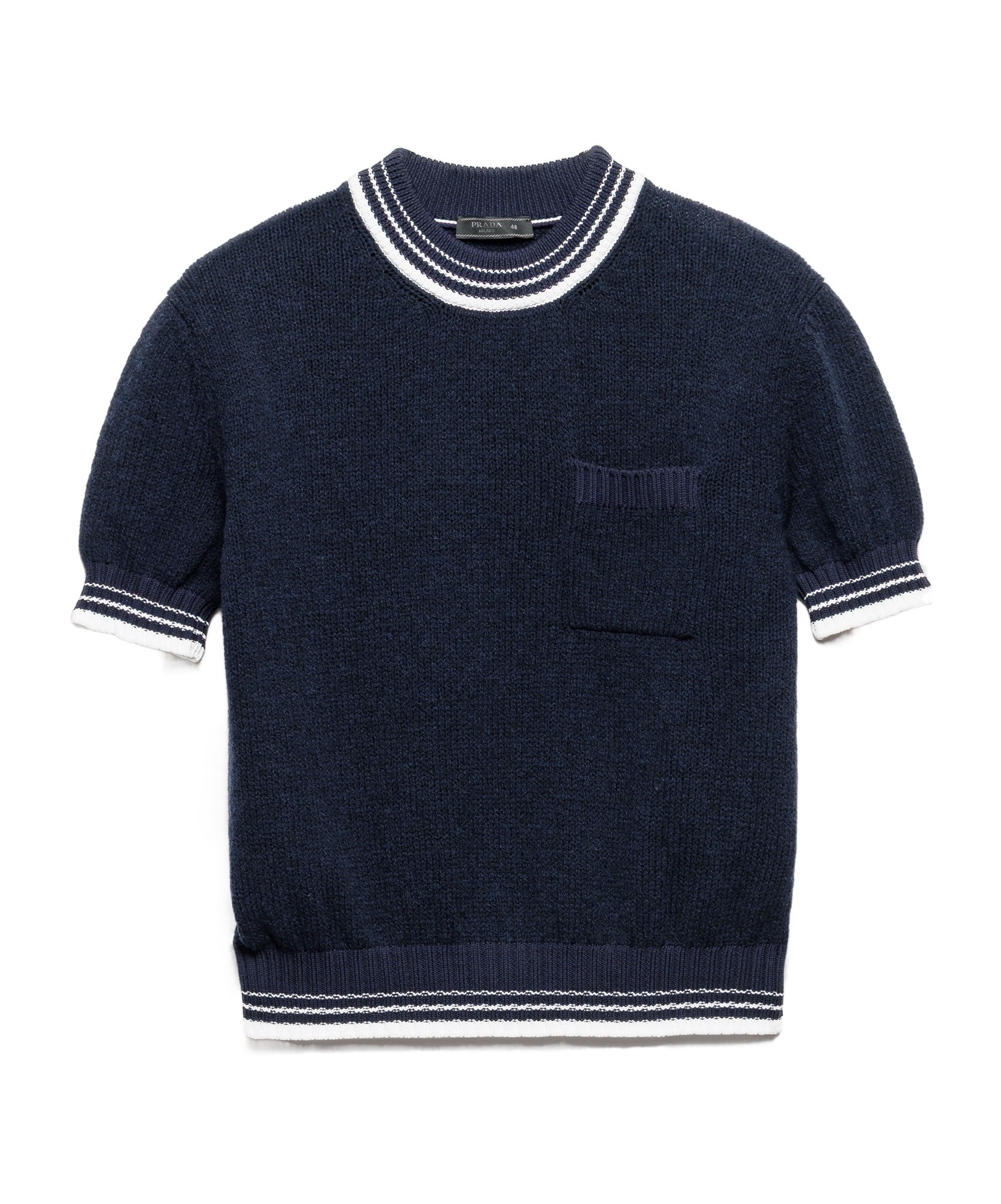 Prada Shetland Wool Crew-neck Sweater In Blue