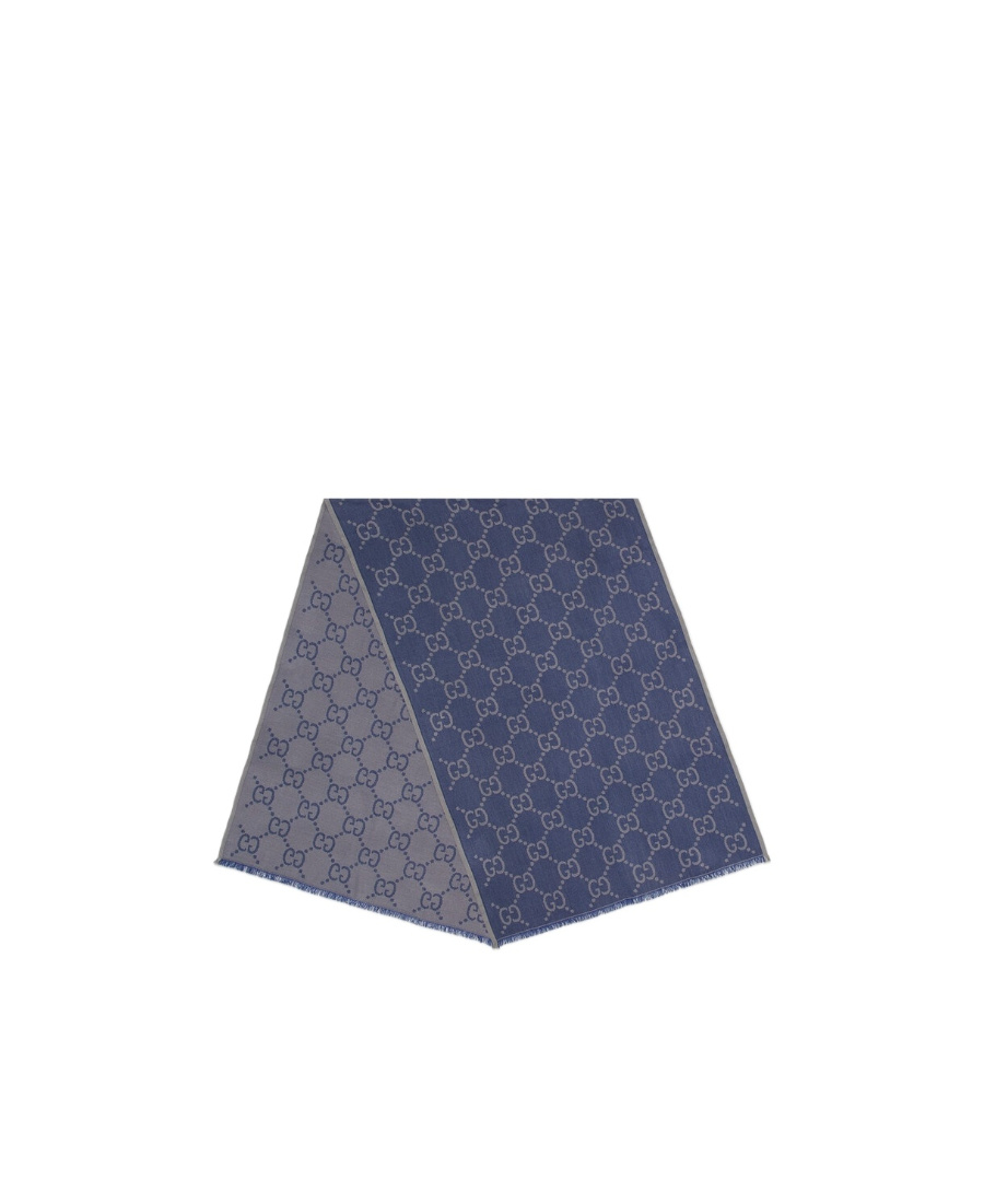 Gucci Gg Supreme Cotton Scarf In Blue