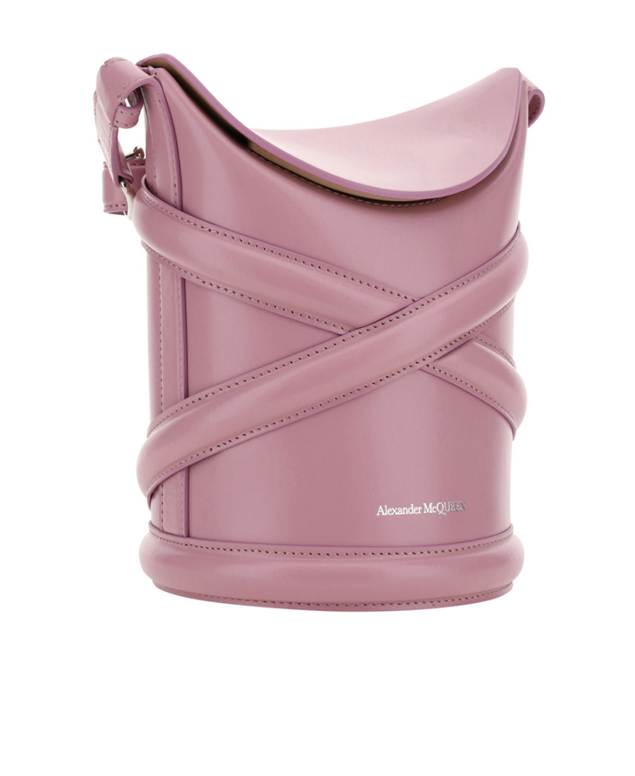 Alexander Mcqueen Dark Pink Leather The Curve Bucket Bag In Pink