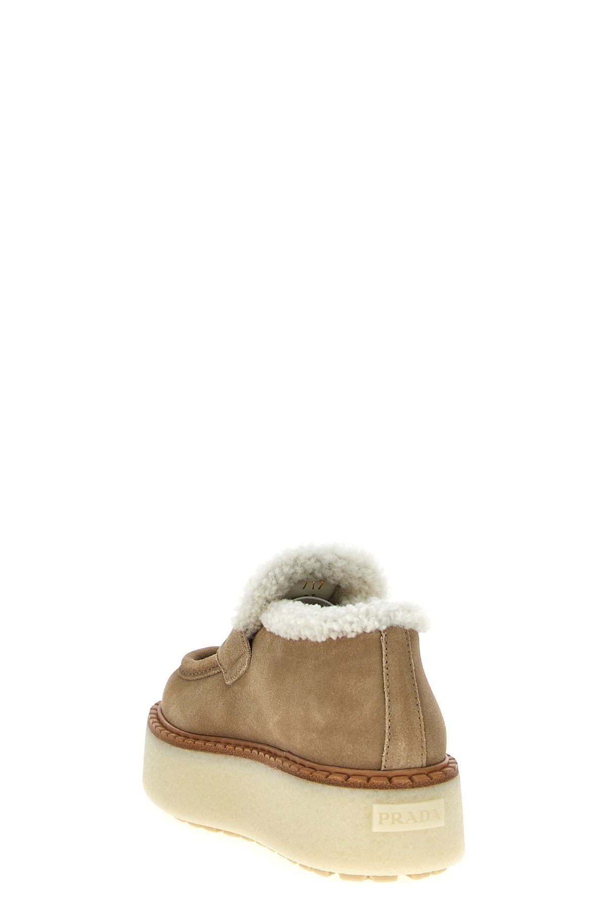 Prada Brown Suede Loafer Boots In Brown