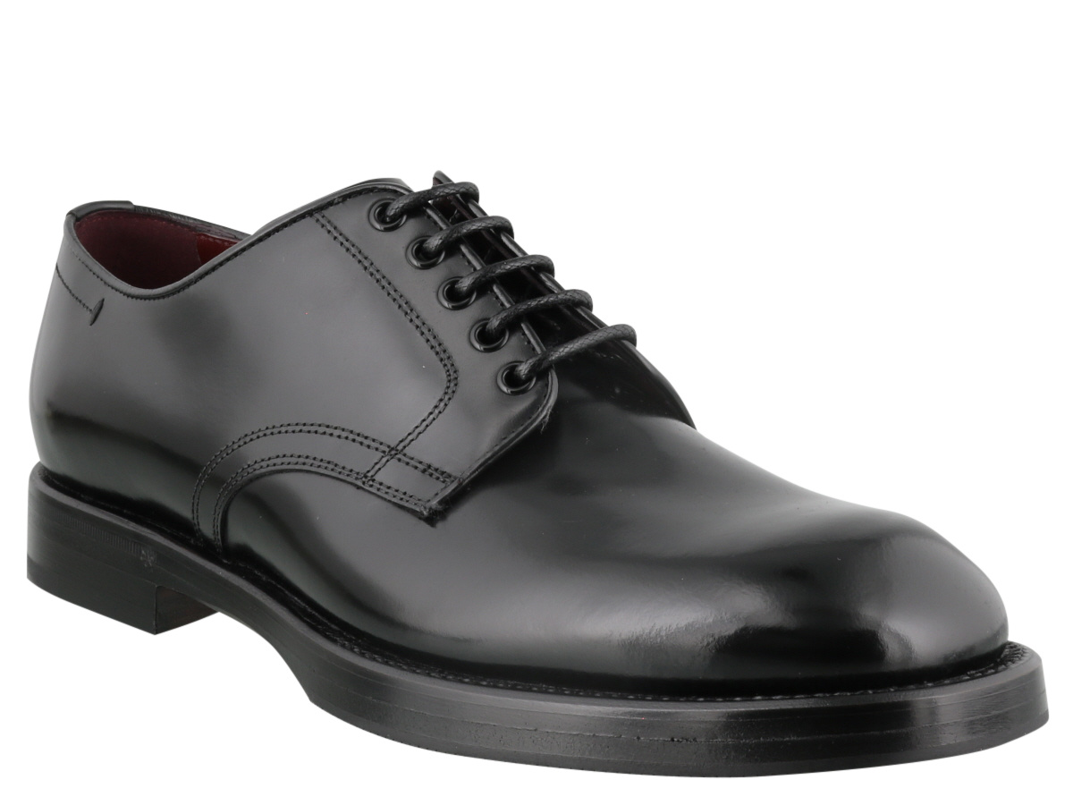 Dolce & Gabbana Black Leather Derby Shoes In Black