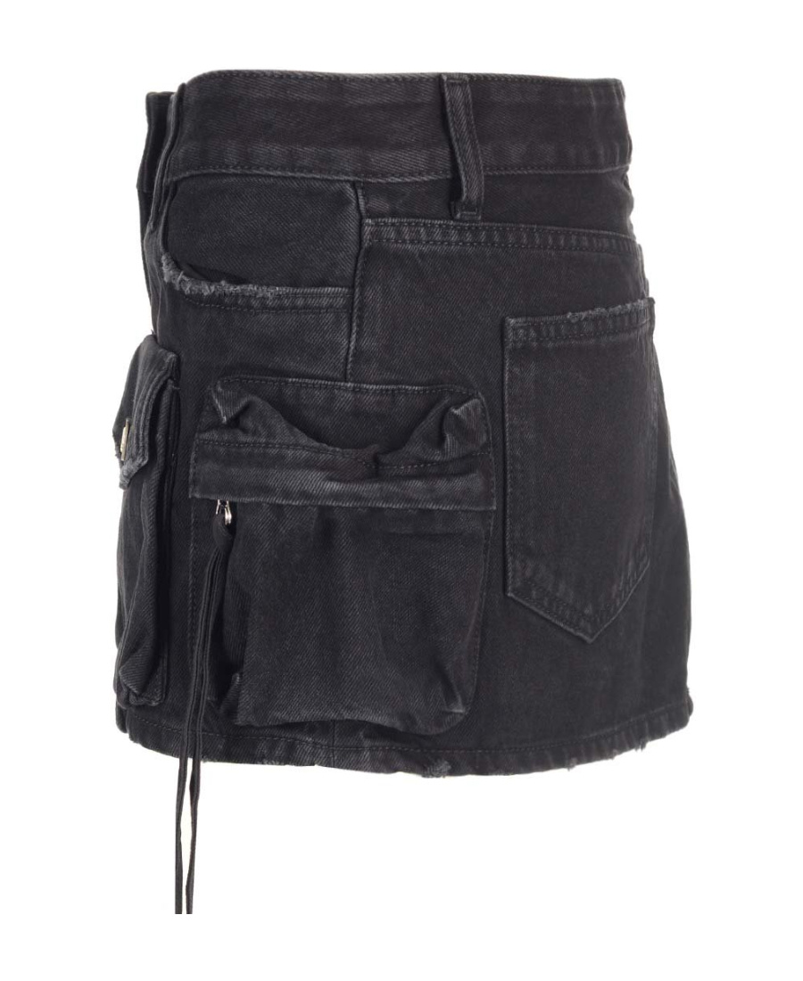 Attico 'fay' Black Mini-skirt With Oversized Cargo Pockets In Black