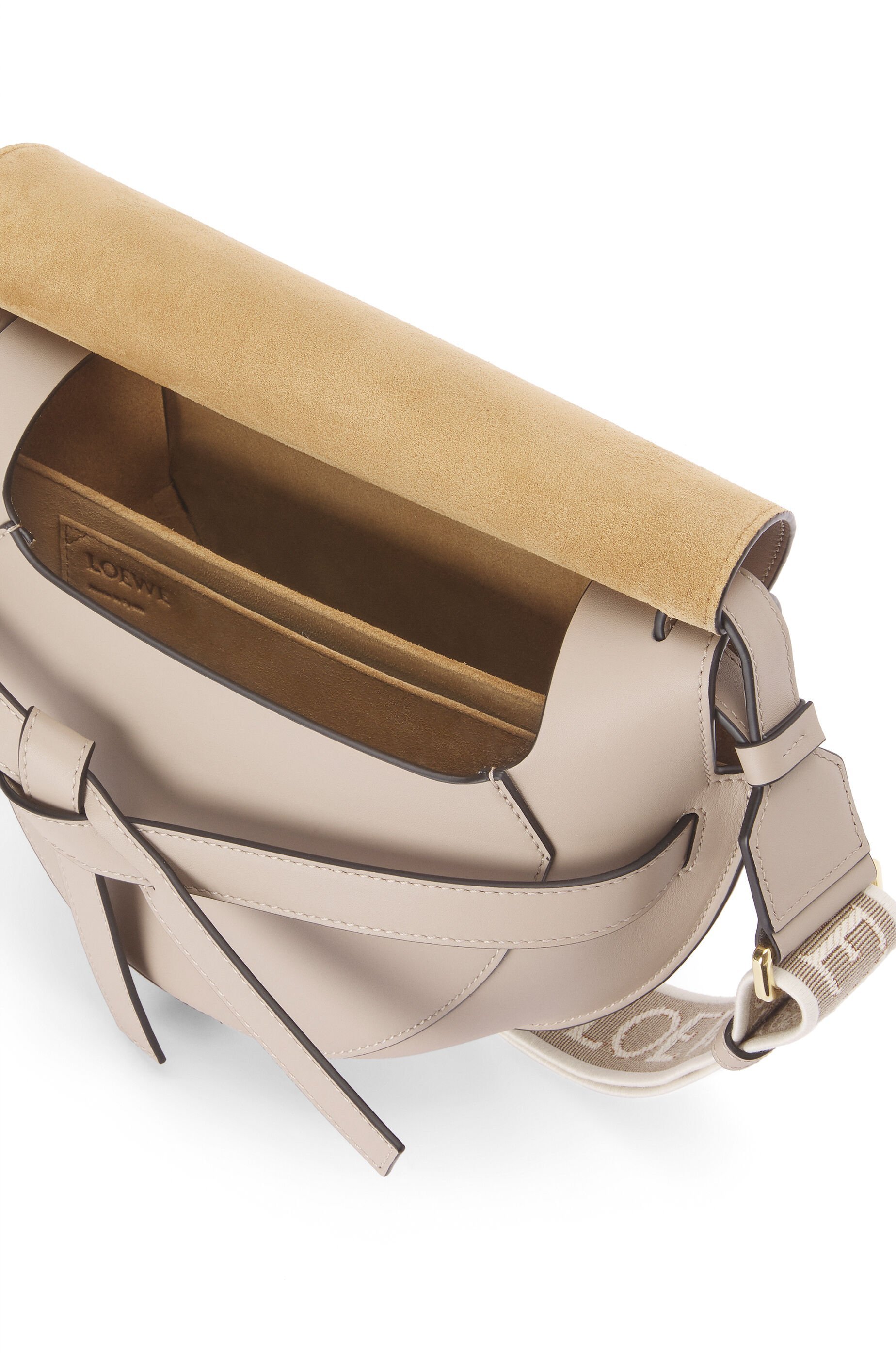 Loewe Small Gate Leather Shoulder Bag In Nude