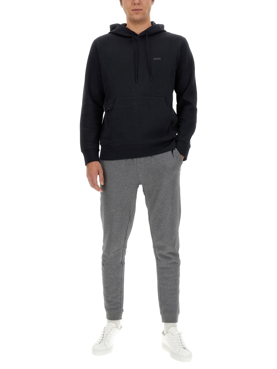 Shop Hugo Boss Soody Logo Hooded Sweater In Black