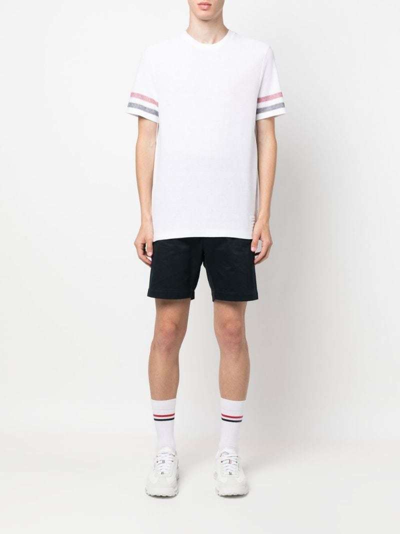Thom Browne Tri-colour Striped Knit T-shirt In White