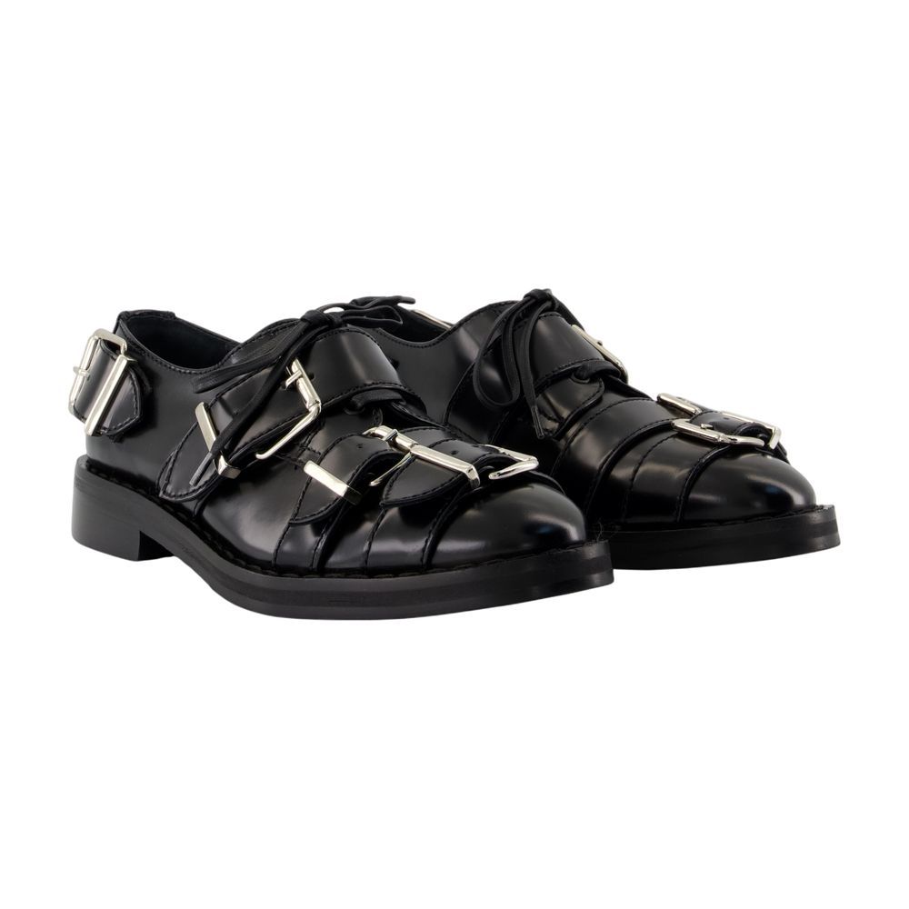 Simone Rocha Triple-buckle Derby Shoes In Black