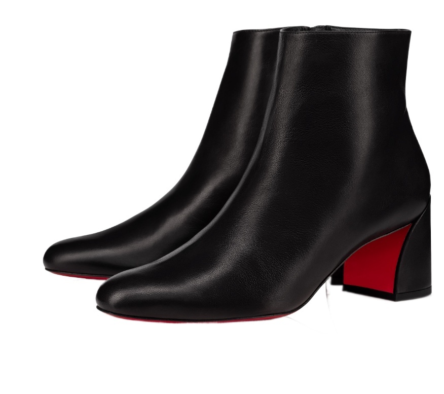 Christian Louboutin Turela Leather Side-zip Red Sole Booties In Black