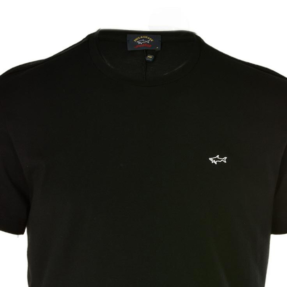 Paul & Shark Chest Shark Logo Piquet Polo In Black