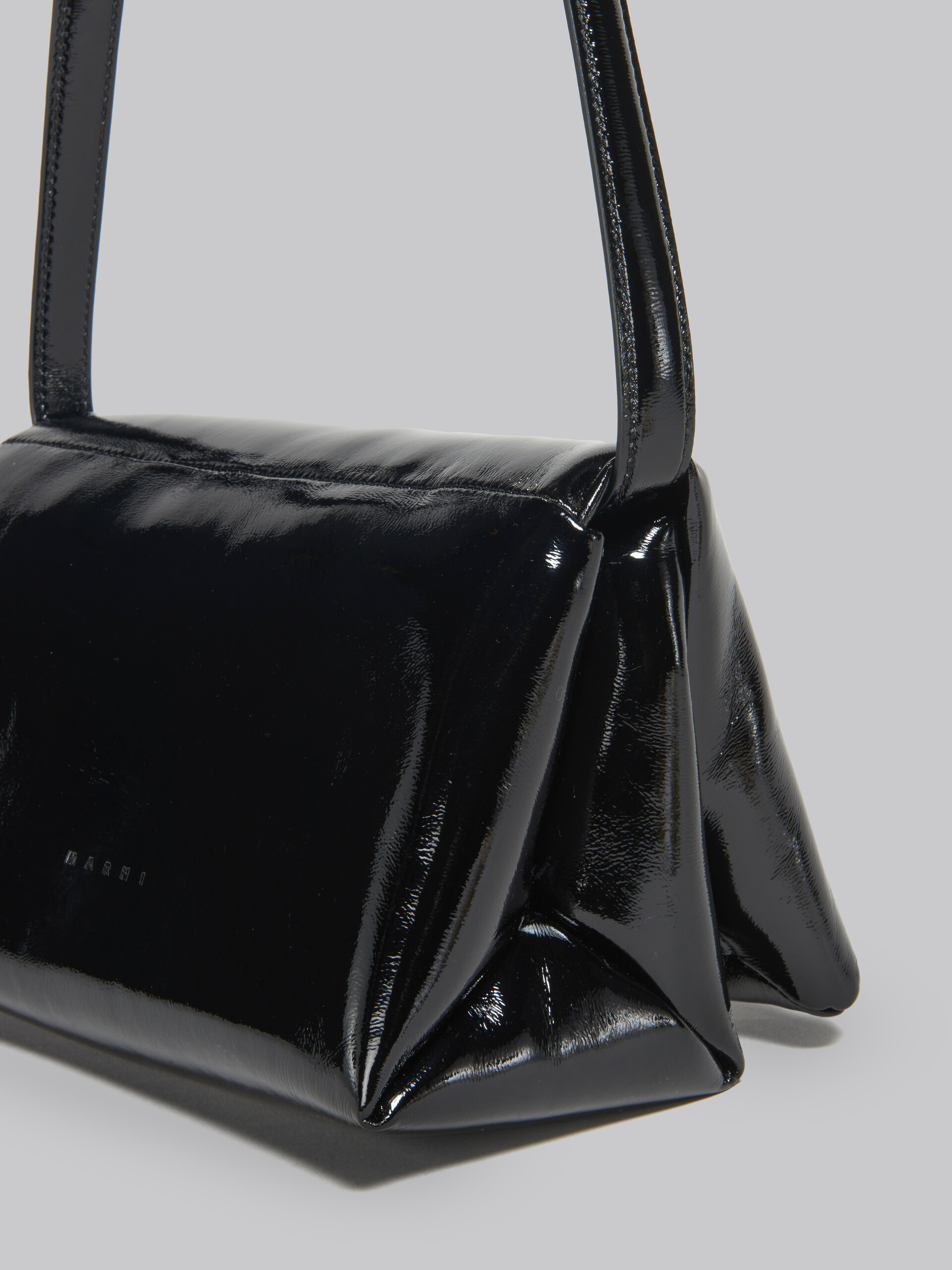 Marni Small Prisma Patent Shoulder Bag In Black