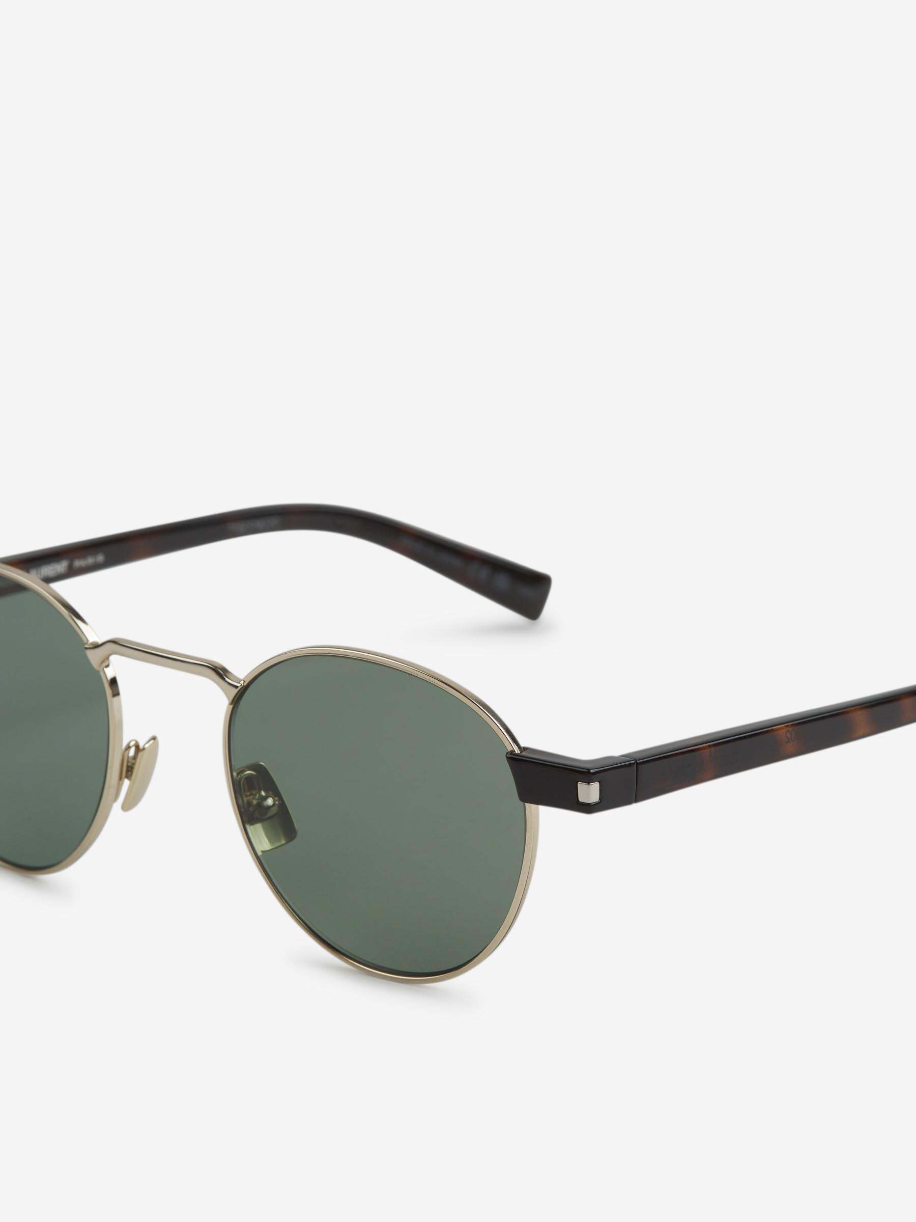 Saint Laurent Round-frame Gold-tone And Tortoiseshell Acetate Sunglasses In Gray