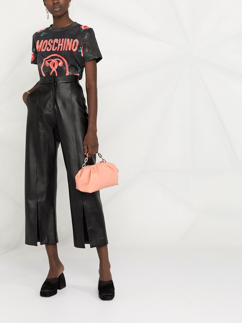 Moschino Floral Print T-shirt In Black