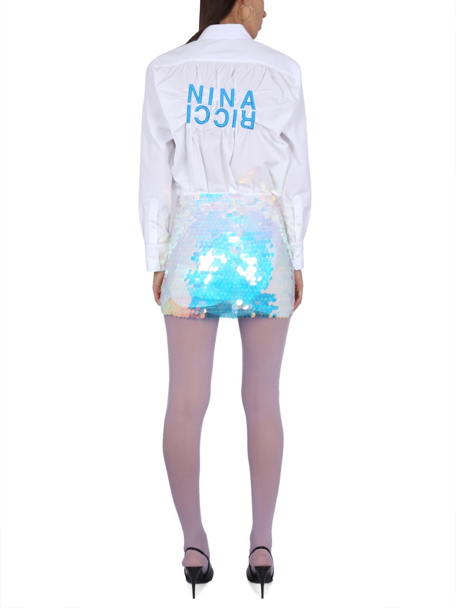 Nina Ricci Relaxed Fit White Button Closure Shirt In White