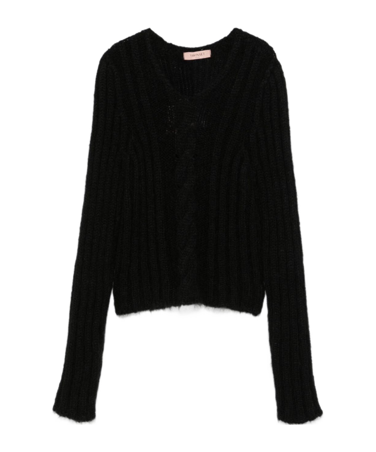 Twinset Ribbed Sweater In Black
