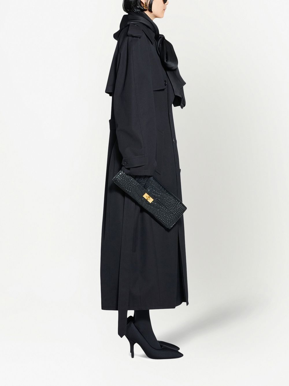 Balenciaga Doppelreihiger Trenchcoat In Black