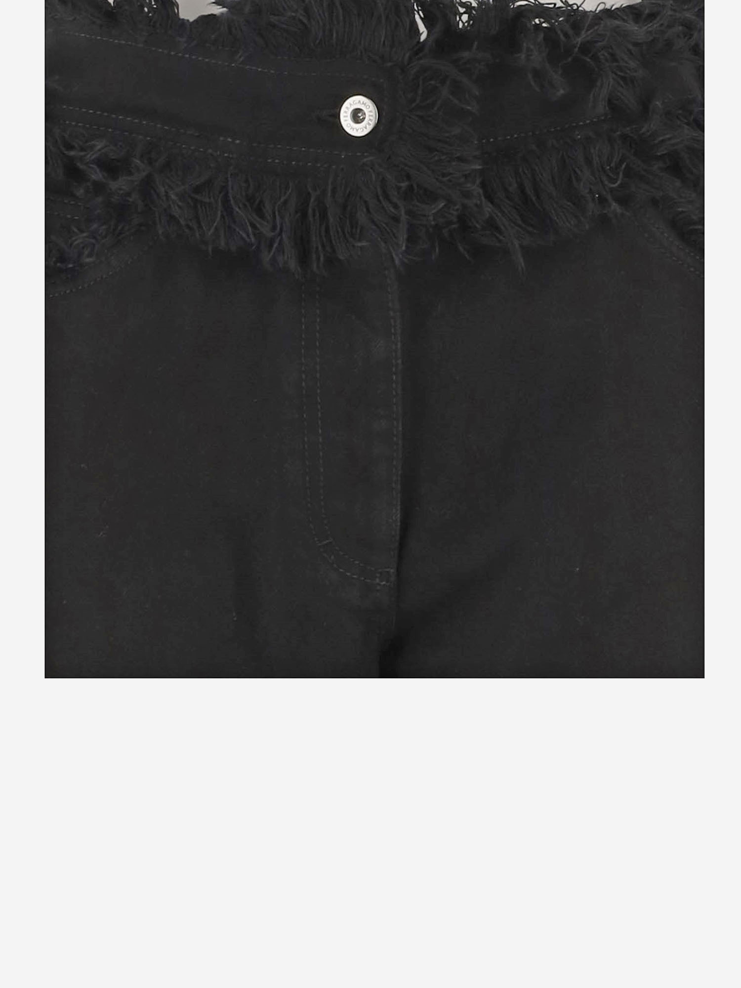 Ferragamo Frayed High-rise Straight-leg Pants In Black