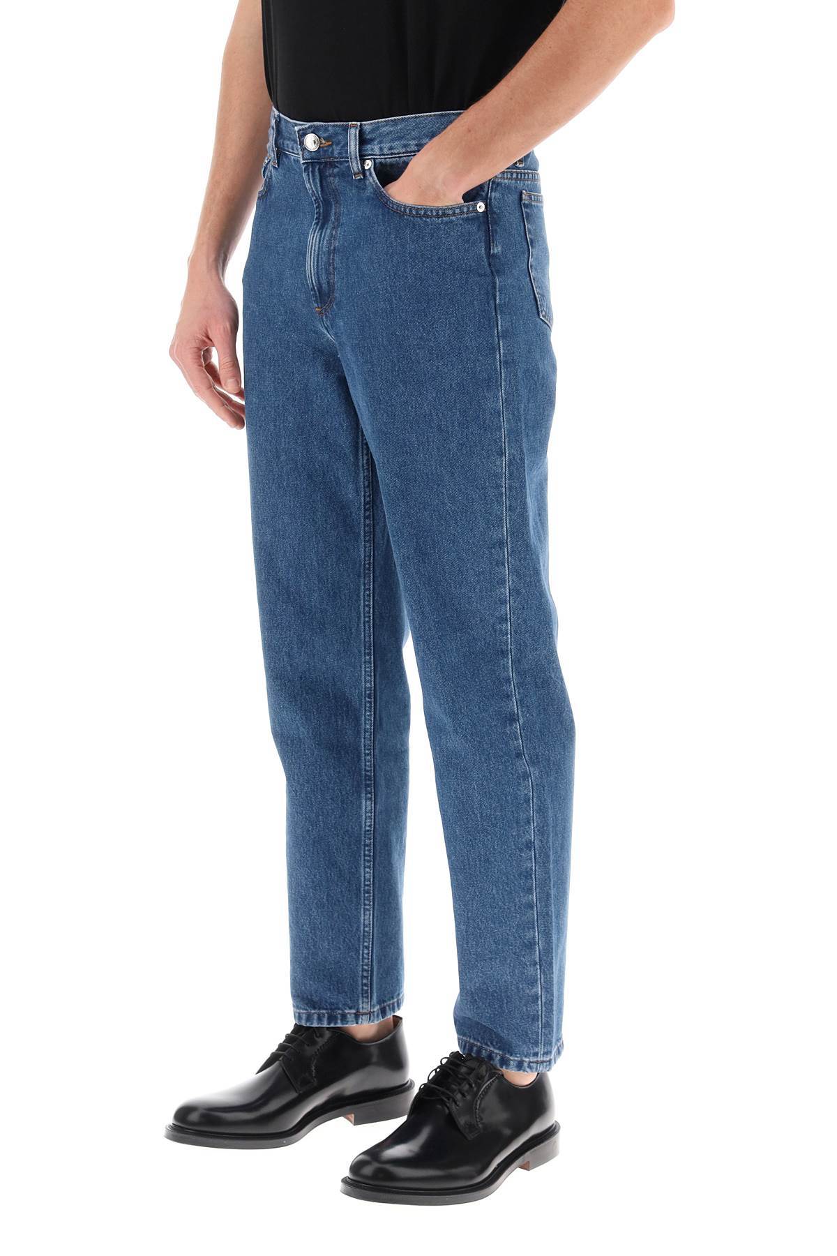 Apc Indigo Blue Cotton Straight-leg Jeans In Blue