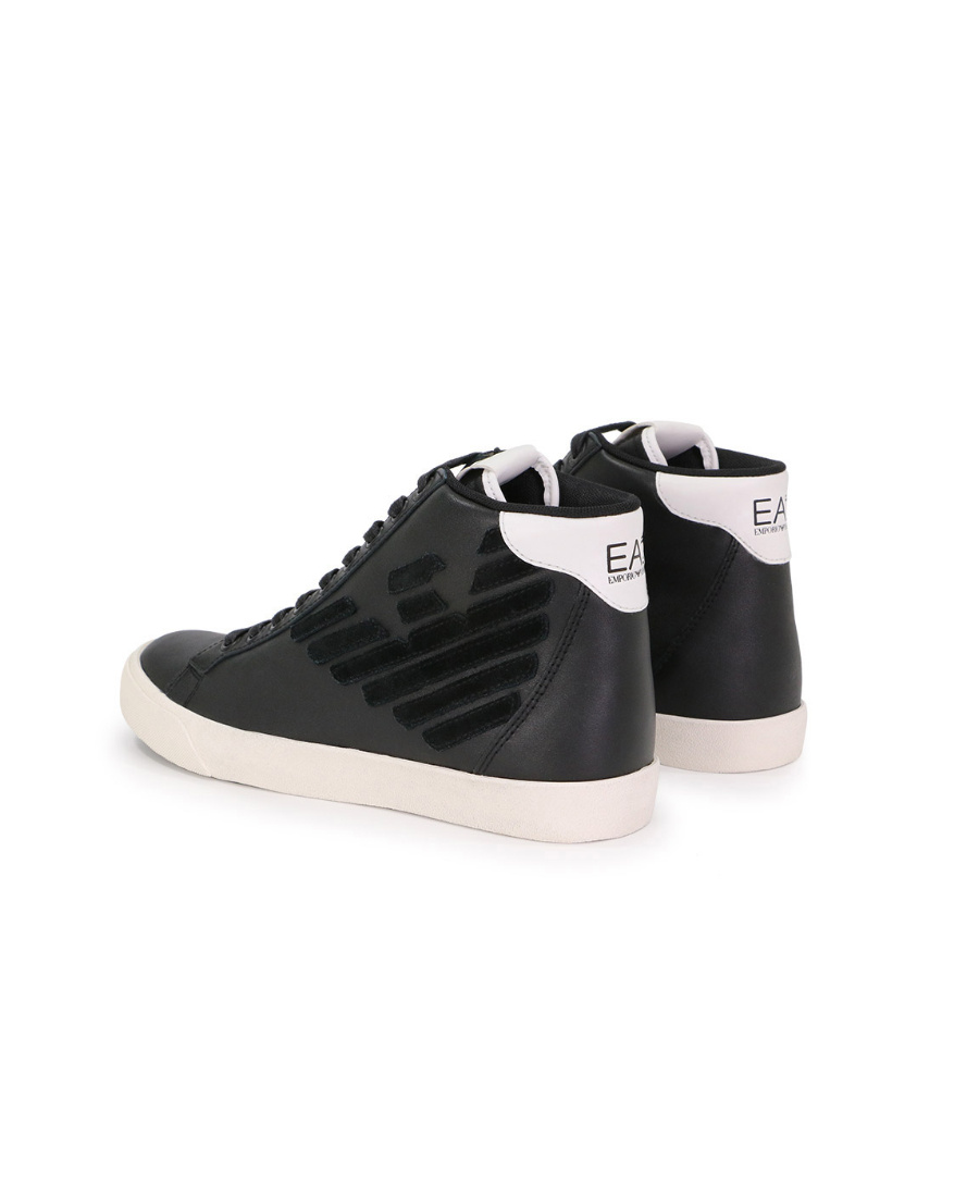 Ea7 Logo Strapped Casual Sneakers In Black