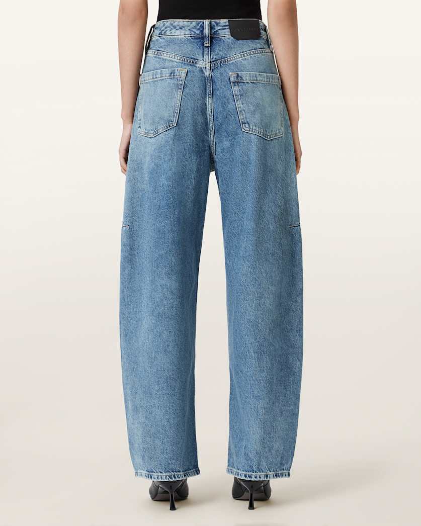 Allsaints Organic Denim Carter Barrel Jeans In Blue