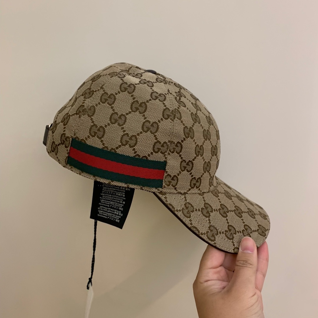 Gucci Men Beige Baseball Cap With Web Detail On The Side In Gg Canvas Man In Brown