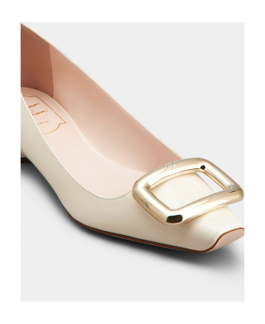 Roger Vivier Strass Heel Ballerina Flats In Patent Leather In Nude